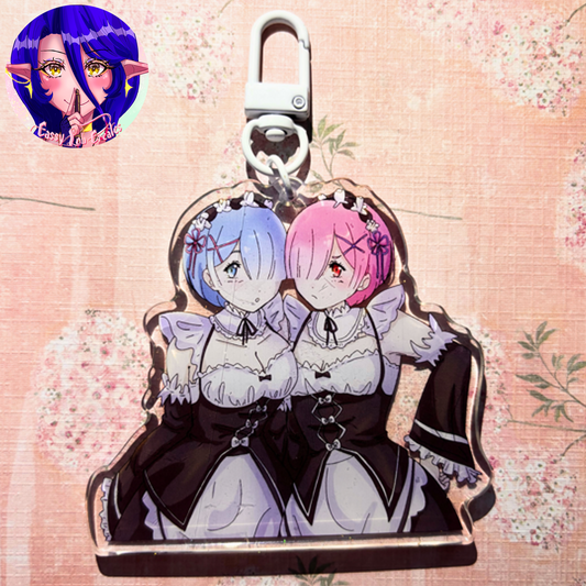 Re:Zero | Rem and Ram Glitter Epoxy Keychain