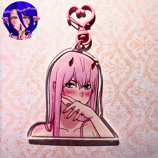 Darling in the Franxx | Zero Two Glitter Epoxy Keychain