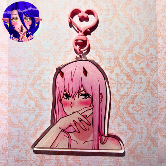 Darling in the Franxx | Zero Two Glitter Epoxy Keychain