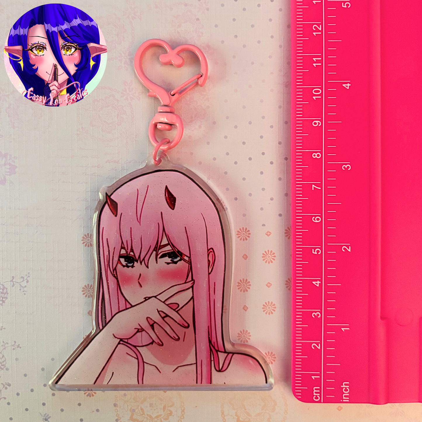 Darling in the Franxx | Zero Two Glitter Epoxy Keychain