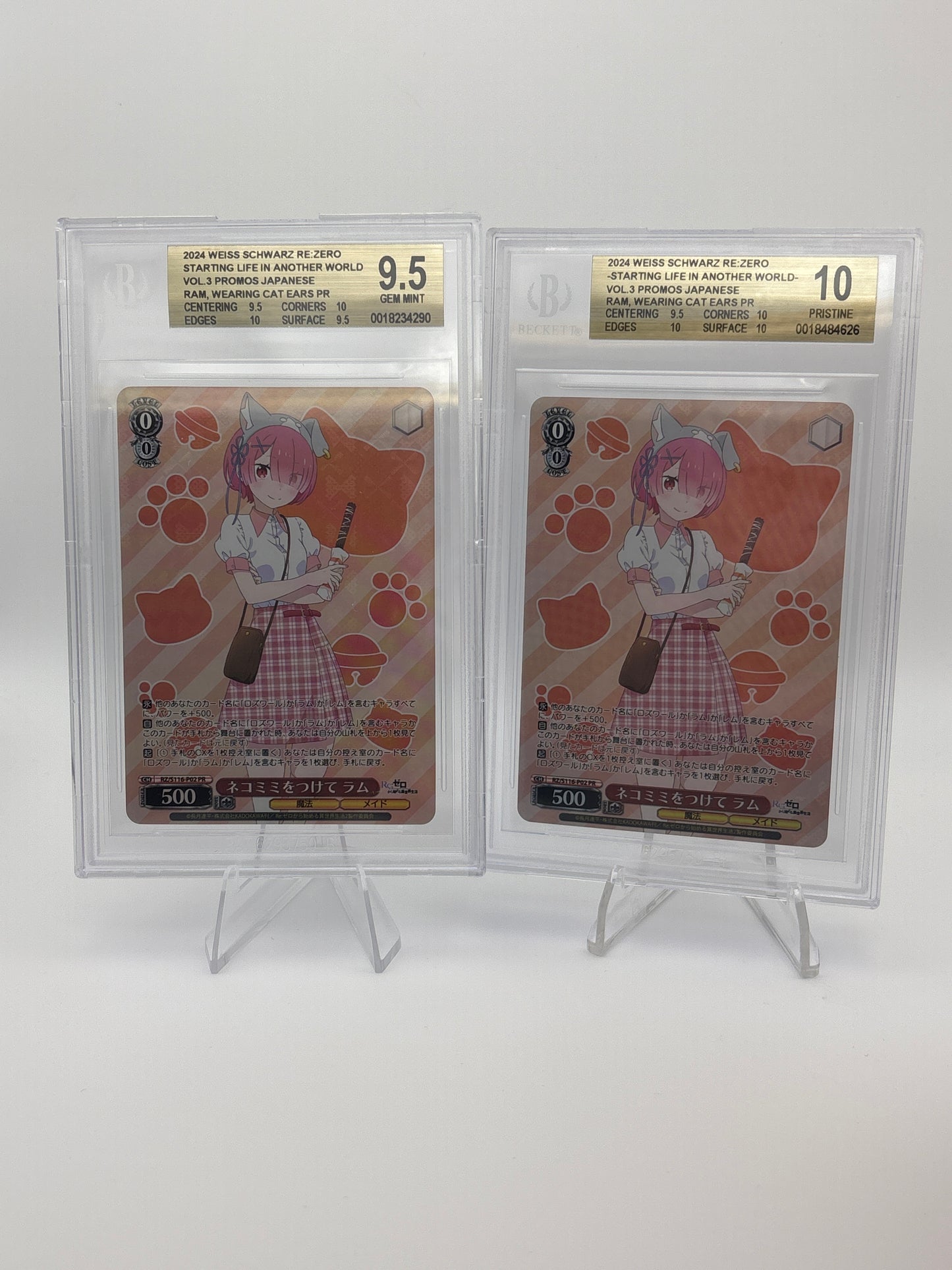 BGS 9.5 + 10 Weiss Schwarz Rz/S116-P02 With Cat Ears Ram Pr Promo Re Zero