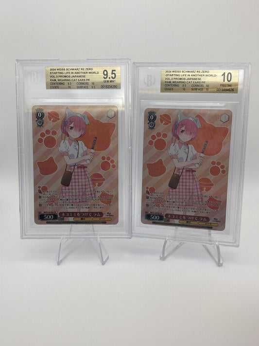 BGS 9.5 + 10 Weiss Schwarz Rz/S116-P02 With Cat Ears Ram Pr Promo Re Zero