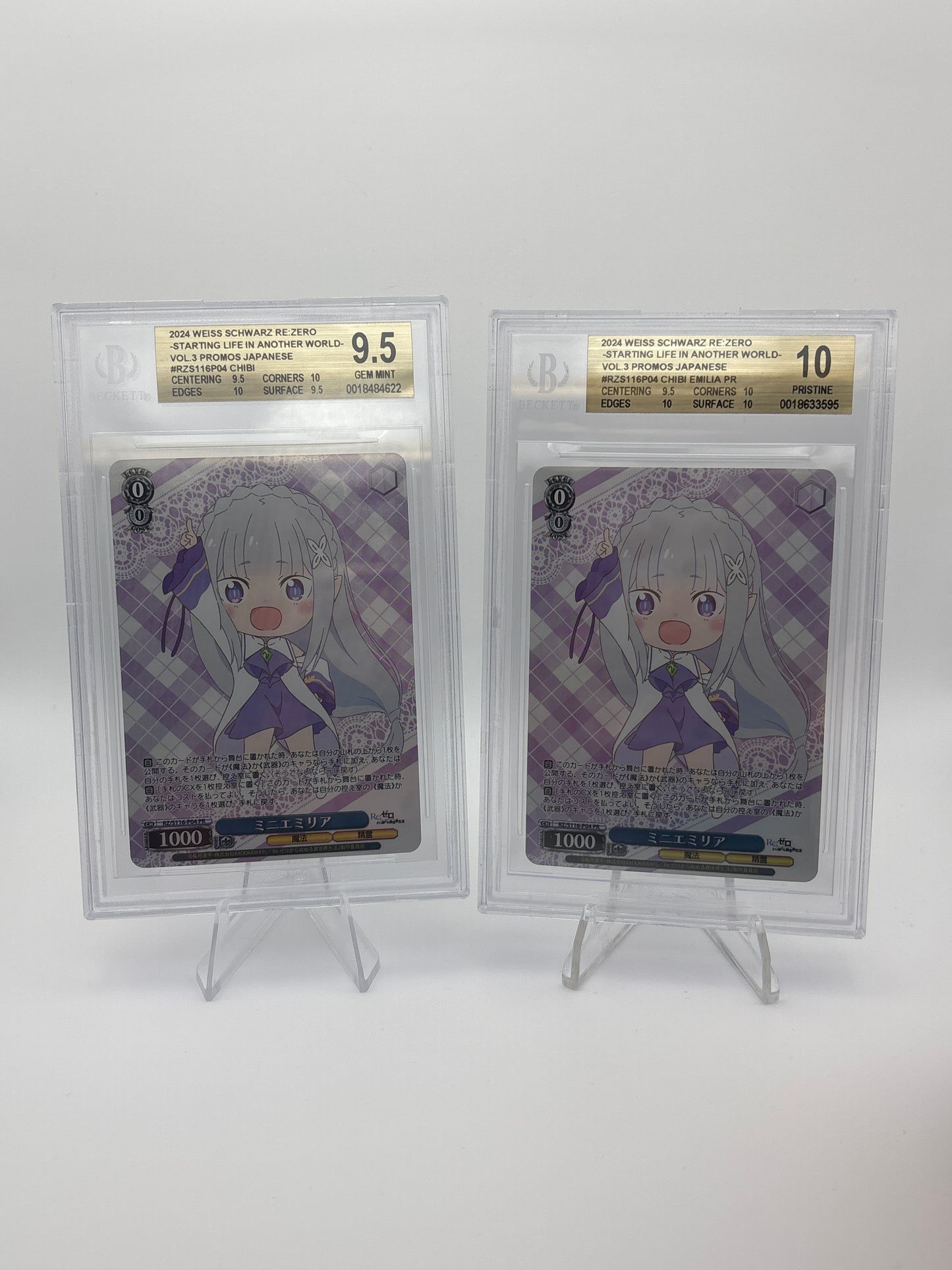 BGS 9.5 + 10 Weiss Schwarz Mini Emilia RZ/S116-P04 PR Promo Card Re:Zero