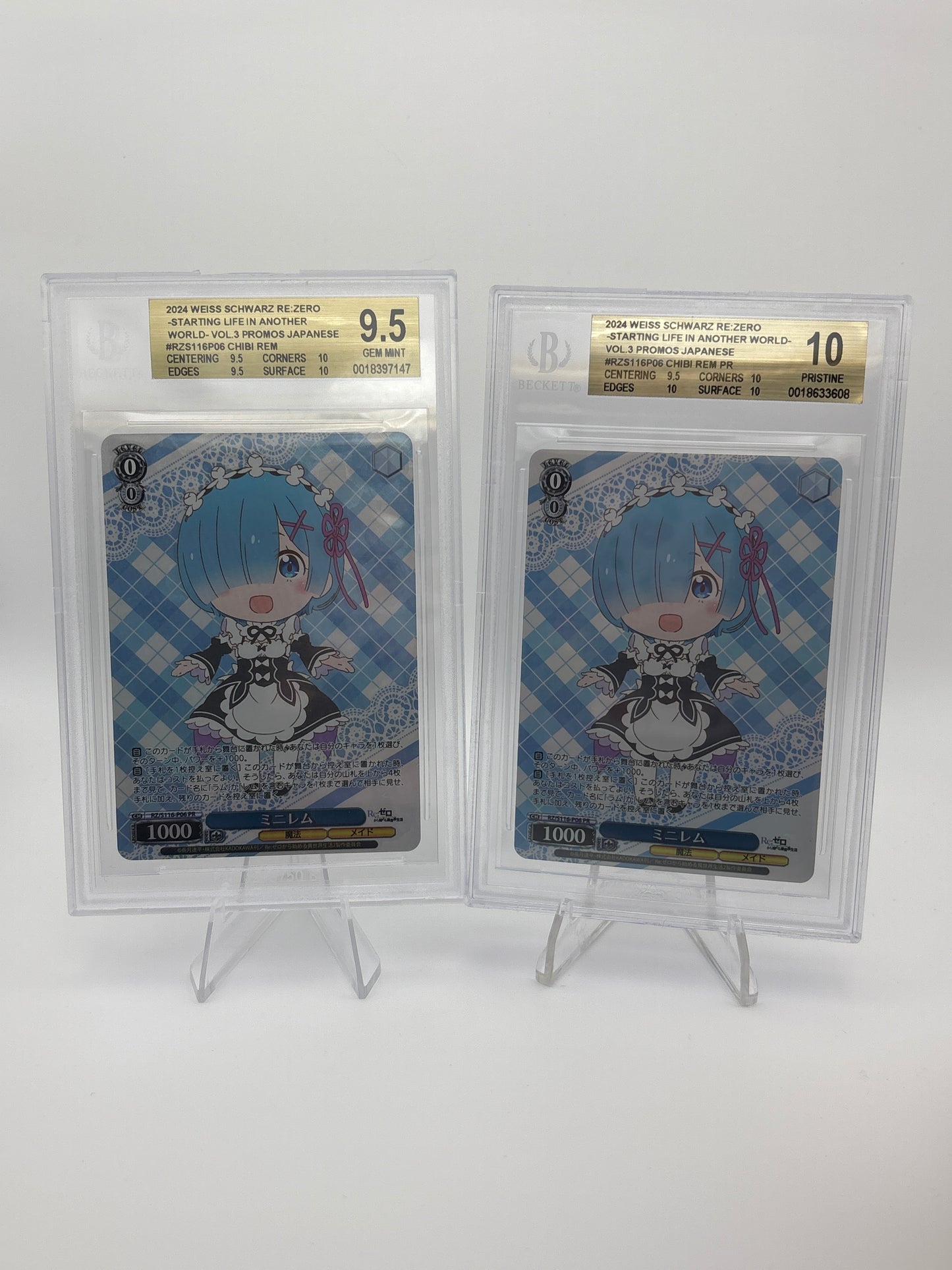 BGS 9.5 + 10 Weiss Schwarz Re:Zero Vol.3 Kawaii Chibi Rem RZ/S116-P06 PR