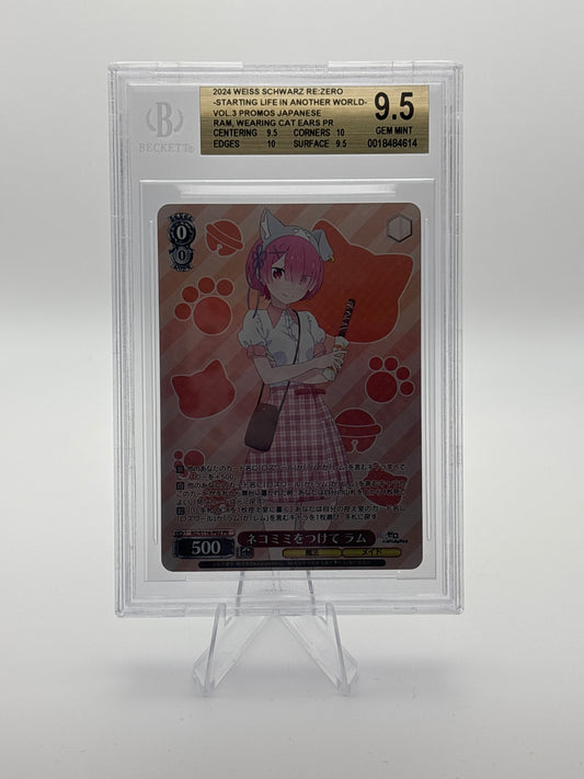 BGS 9.5 + 10 Weiss Schwarz Rz/S116-P02 With Cat Ears Ram Pr Promo Re Zero