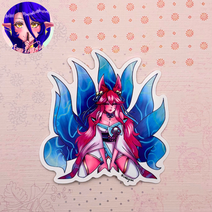 Nine-Tailed Fox Girl Glossy Vinyl Sticker