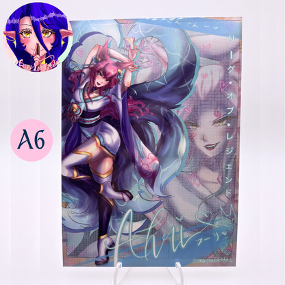 Blue Fox Blossom Spirit Glossy Print Multiple Sizes
