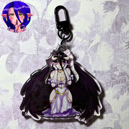 Succubus Girl Glitter Epoxy Keychain