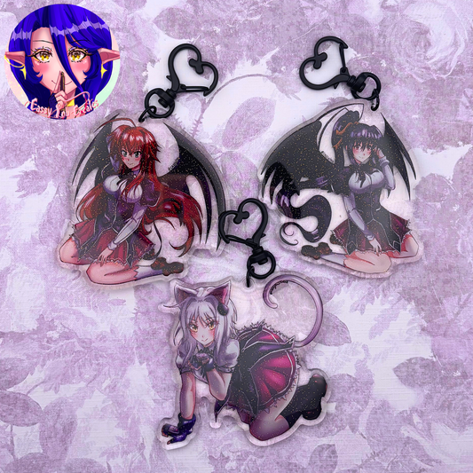 Highschool DxD | Rias, Akeno, and Koneko Glitter Epoxy Keychains