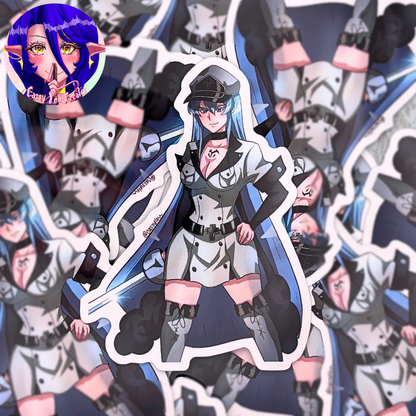 Anime Soldier Girl Glossy Vinyl Sticker