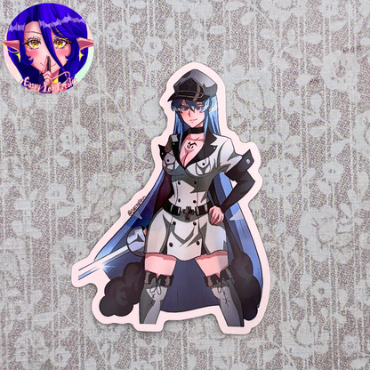 Anime Soldier Girl Glossy Vinyl Sticker