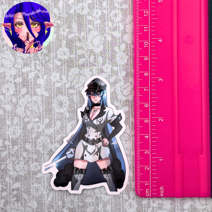 Anime Soldier Girl Glossy Vinyl Sticker