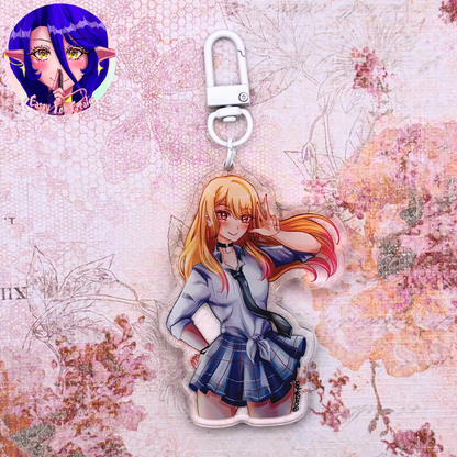 Cosplay Girl Glitter Epoxy Keychain