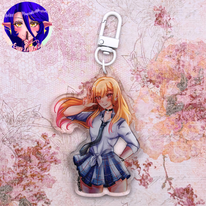 Cosplay Girl Glitter Epoxy Keychain