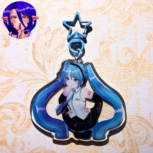 Vocaloid | Hatsune Miku Glitter Epoxy Keychain