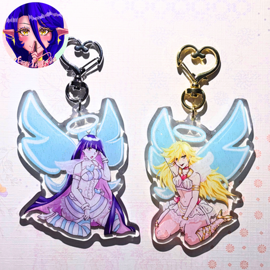 Panty and Stocking Glitter Epoxy Keychains