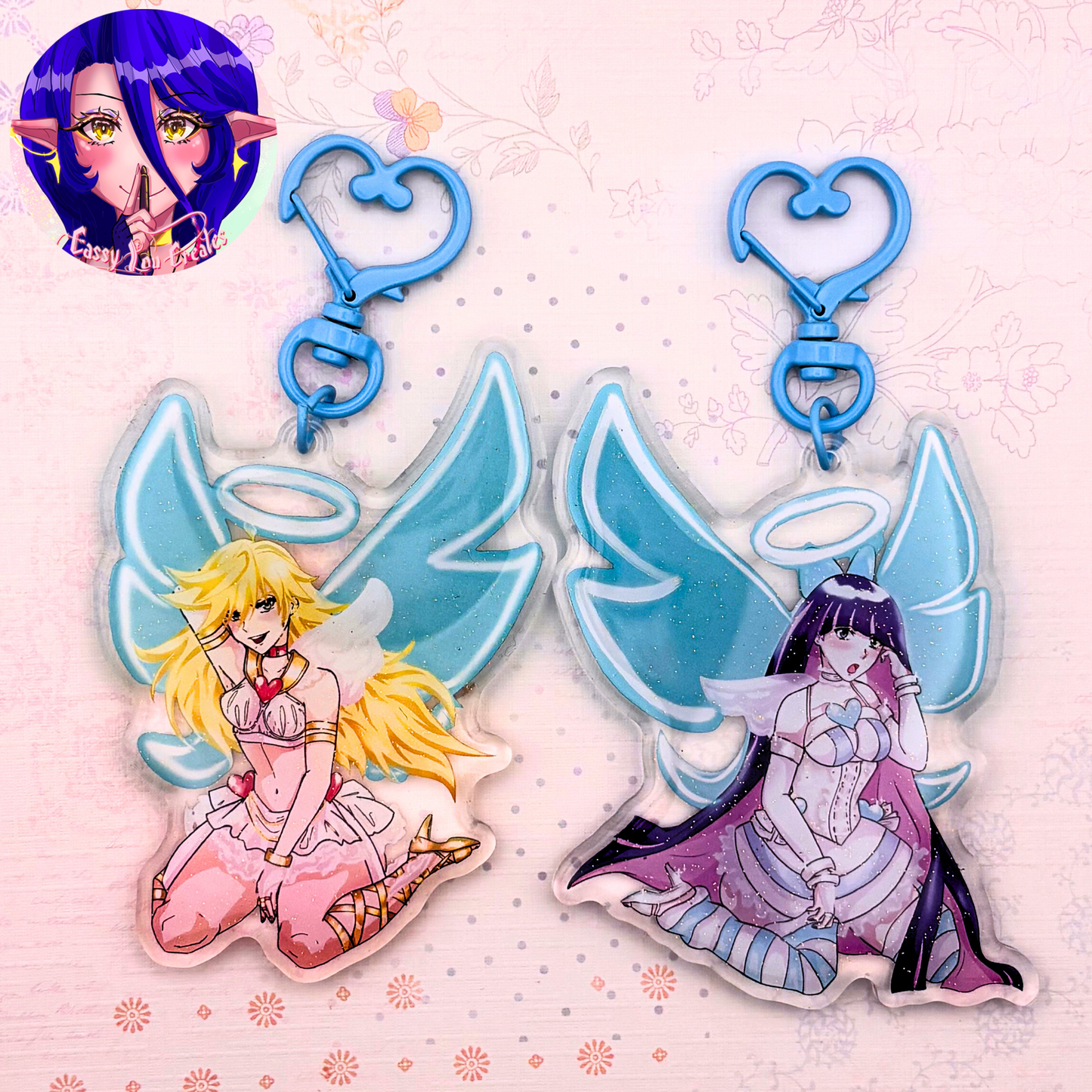 Panty and Stocking Glitter Epoxy Keychains