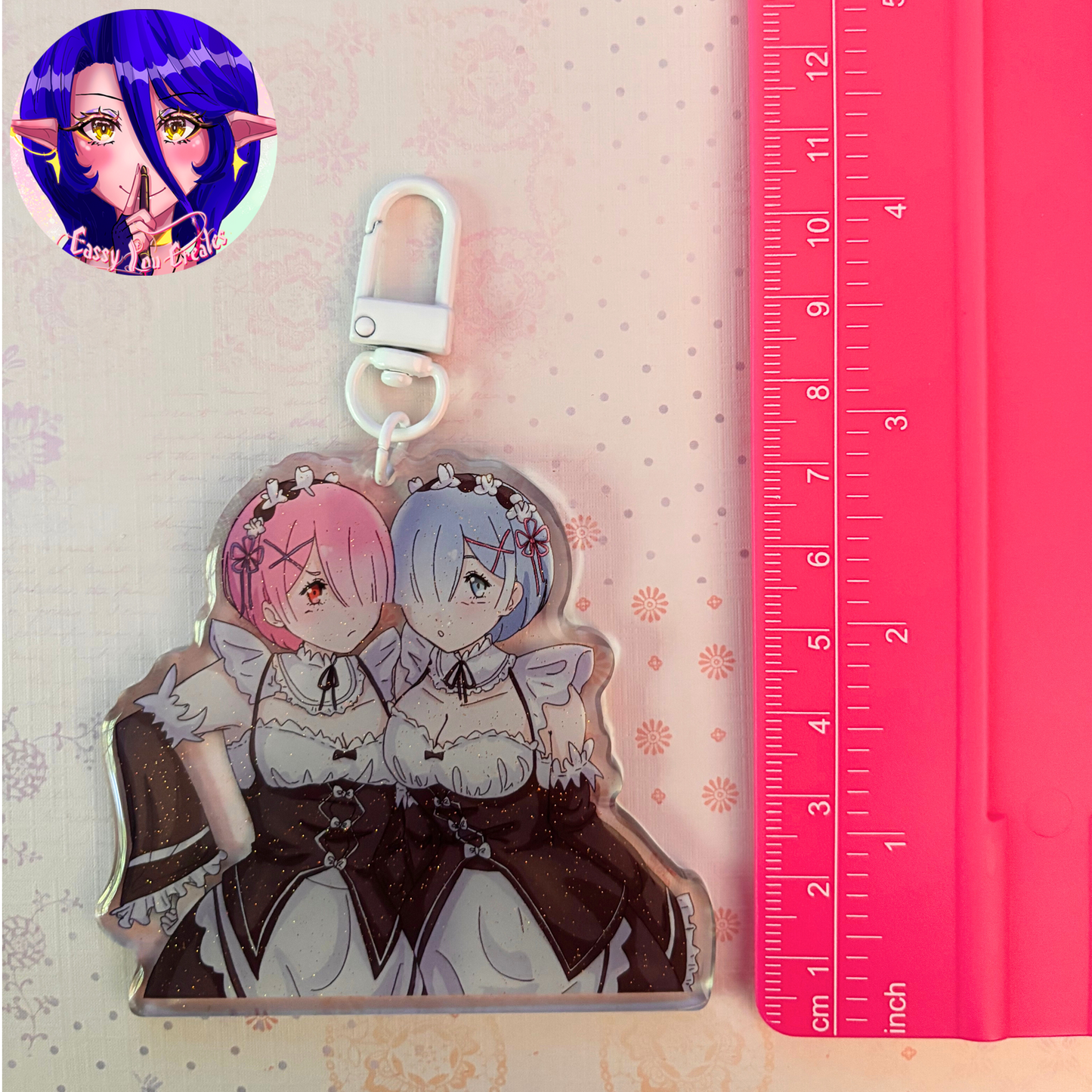 Maid Girls Glitter Epoxy Keychain
