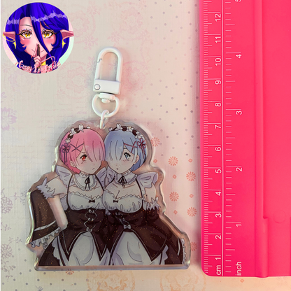 Maid Girls Glitter Epoxy Keychain