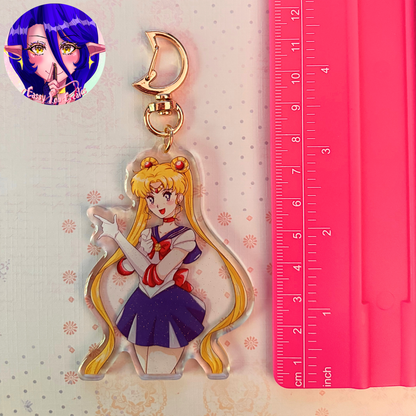 Magical Girl Usagi Glitter Epoxy Keychain